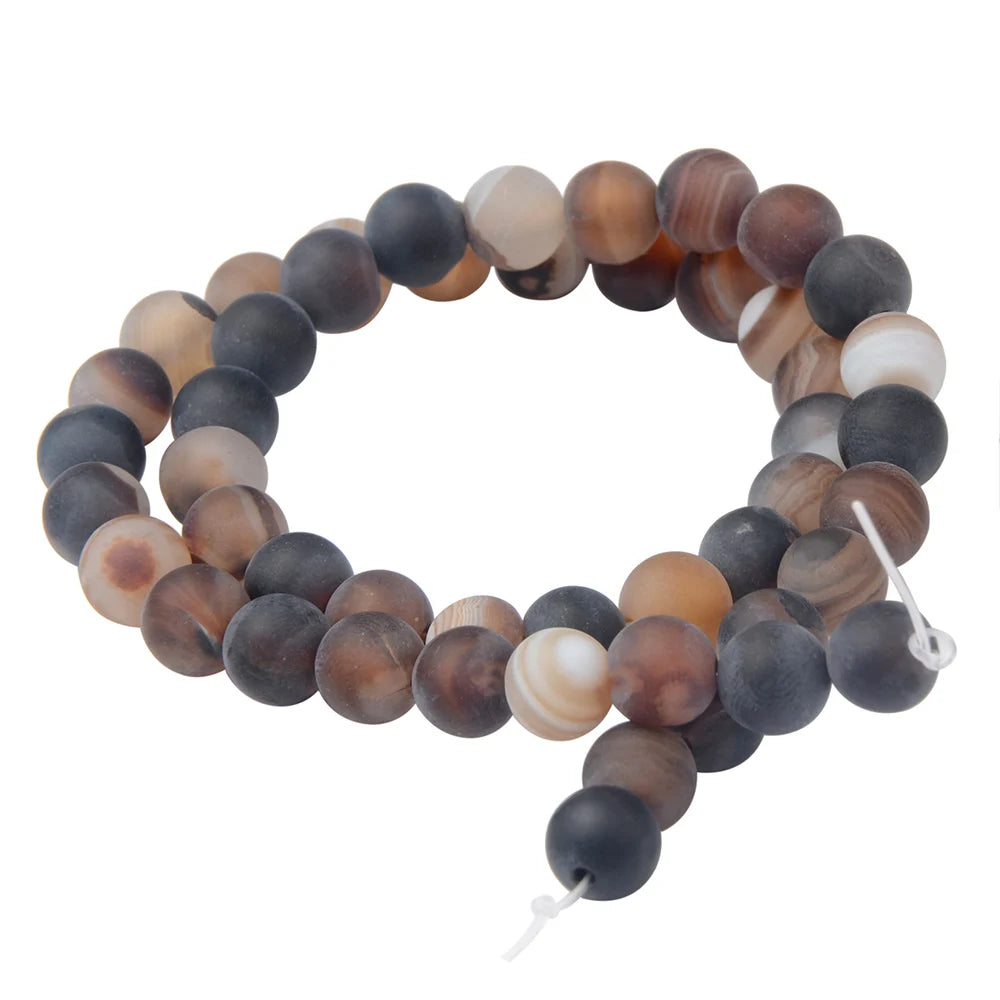 Polnische runde, mattierte Tigerauge, Türkise, Achate, Natursteinperlen, Amazonit, lose Perlen für die Herstellung von Armbandschmuck