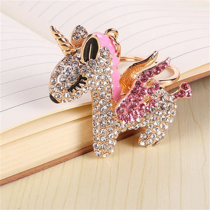 Mode Voller Kristall Strass Einhorn Schlüsselbund Auto schlüsselanhänger frauen taschen Dekoration Zubehör pferd Anhänger Schmuck
