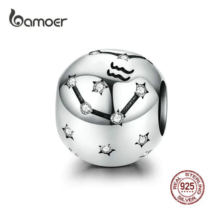 BAMOER Vintage-Charms aus 925er-Sterlingsilber mit zwölf Sternbildern, Sternzeichen-Perlen, passend für Charm-Armbänder, Halsketten zum Selbermachen, SCC1218