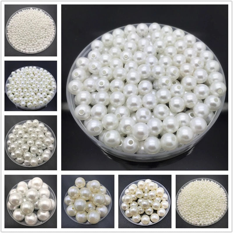 4mm-20mm Weiß Elfenbein Imitation Perlen Runde Perle Spacer Lose Perlen DIY Schmuck Machen Halskette Armband Ohrringe zubehör