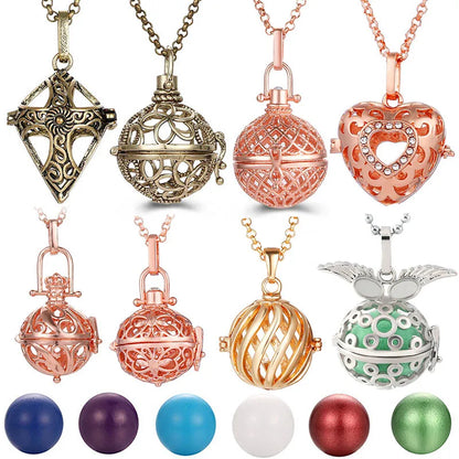 2020 beliebte Multi-Stile hohle Vintage-Halskette Schmuck Musik Ball Schwangerschaft Glocke Halskette Aroma ätherisches Öl Medaillon Anhänger
