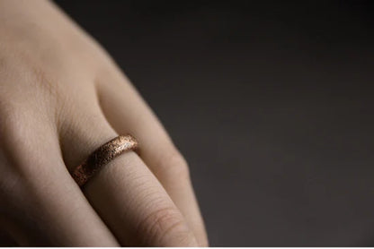 Handmade solid copper ring with texture, vintage style, rustic, distressed, adjustable size, anniversary, retro punk street, for men and women