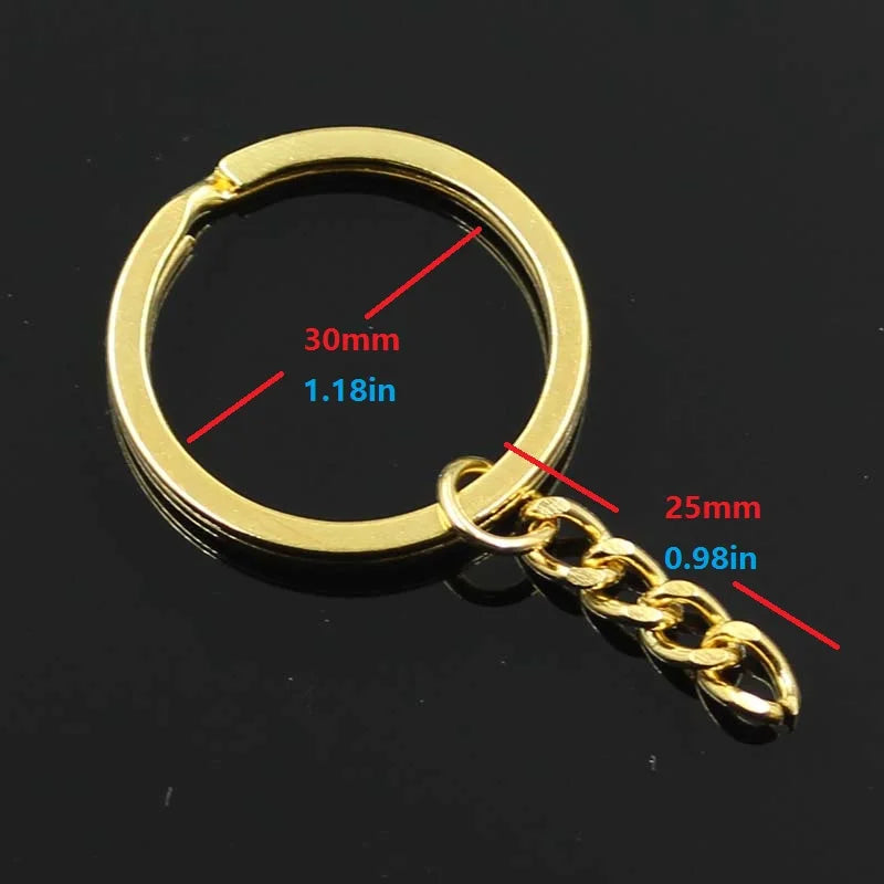 10 stücke Schlüssel Ring Kette 3 Farben Gold Bronze Silber Farbe 30mm Runde Split Metall Schlüssel Kette DIY Schlüsselbund schlüsselanhänger Großhandel
