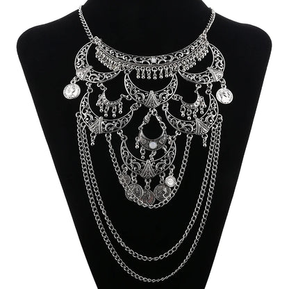 Collares Boho Maxi Choker Collier Femme Halskette Geometrische Kette Münze Vintage Colar Aussage Böhmische Halskette Frauen Schmuck