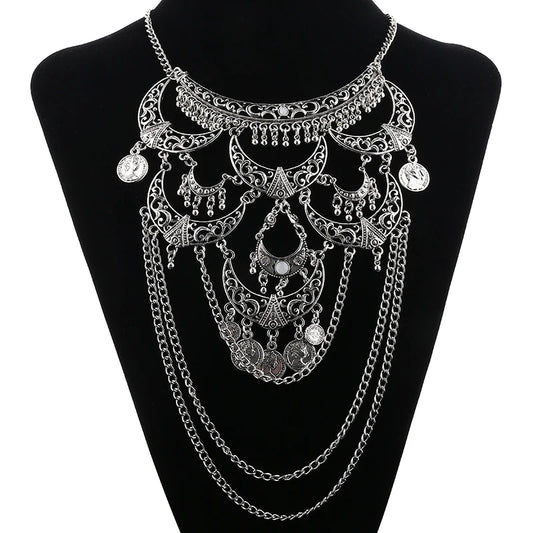 Collares Boho Maxi Choker Collier Femme Halskette Geometrische Kette Münze Vintage Colar Aussage Böhmische Halskette Frauen Schmuck
