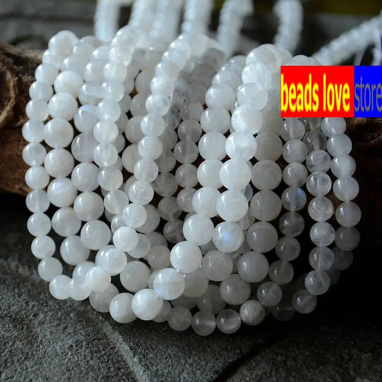 AAA+ Natürlicher weißer Mondstein, runde lose Perlen für Schmuckherstellung, DIY-Armbänder, 6/8/10 mm, Edelsteinperlen