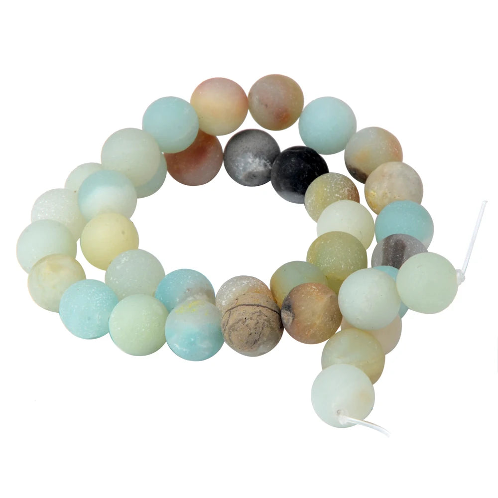 Polnische runde, mattierte Tigerauge, Türkise, Achate, Natursteinperlen, Amazonit, lose Perlen für die Herstellung von Armbandschmuck
