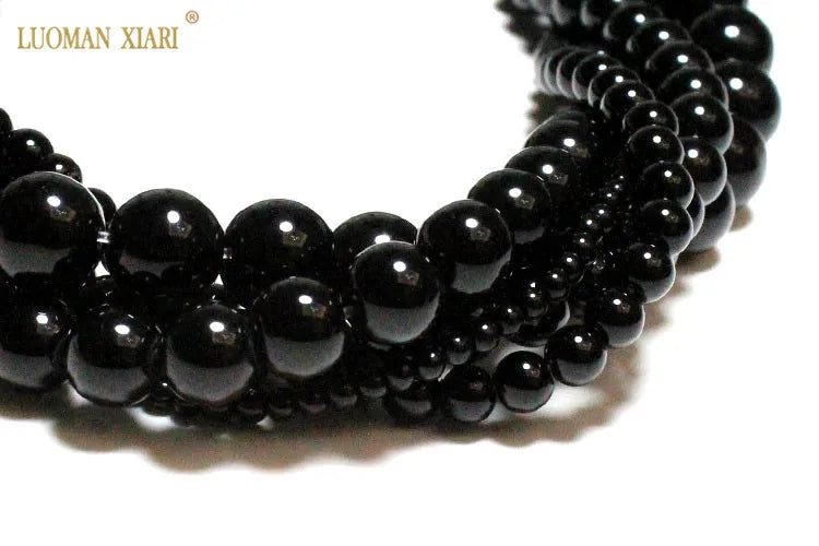 Großhandel Schwarz Onyx Achat Runde Naturstein Perlen Für Schmuck Machen DIY Armband Halskette Charms 4/6/8/10/12/mm Strang 15''