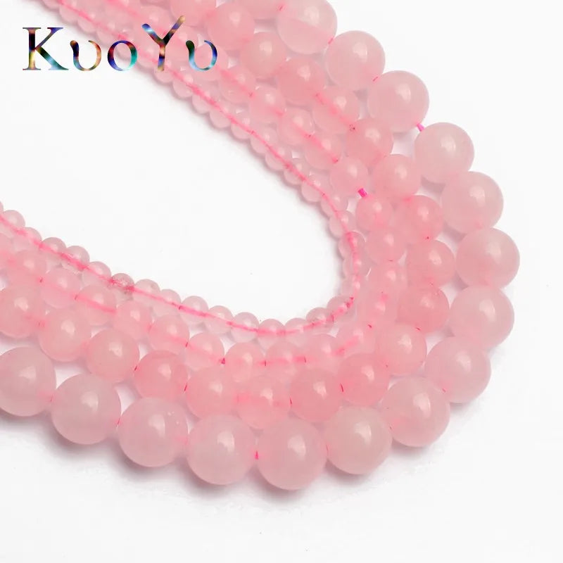 Natursteinperlen Rosenquarz Runde lose Perlen 15" 4/6/8/10/12/14mm Rosa Kristall für DIY Herstellung von Armband Halskette Schmuck