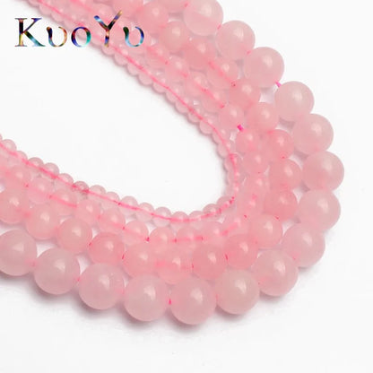 Natursteinperlen Rosenquarz Runde lose Perlen 15" 4/6/8/10/12/14mm Rosa Kristall für DIY Herstellung von Armband Halskette Schmuck