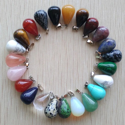 Mode verschiedene gemischte Naturstein Wassertropfen Anhänger Charms DIY Halsketten Schmuck Zubehör machen 50 teile/los Großhandel