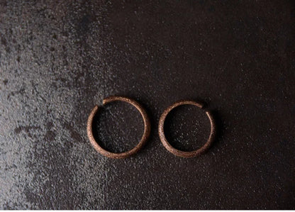 Handmade solid copper ring with texture, vintage style, rustic, distressed, adjustable size, anniversary, retro punk street, for men and women