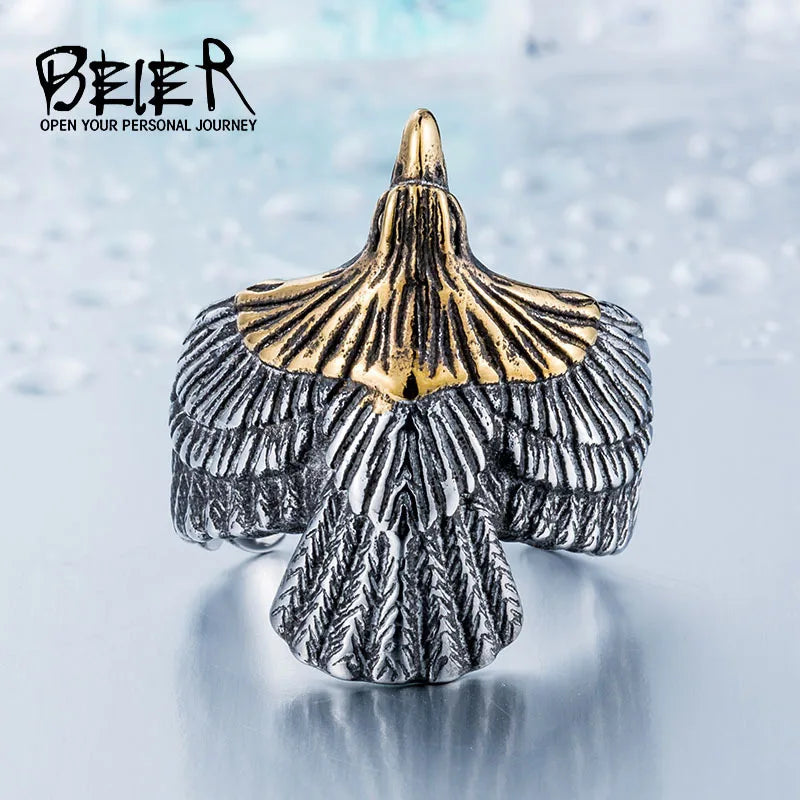 BEIER 2017 Einzigartige Schmuck Edelstahl Biker Adler Ring Mann Hohe Qualität USA Freien Tier Jewerly BR8-299