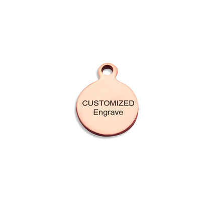 MaiLun 50 Stück 10 mm lasergravierte Anhänger mit individuellem Logo, Edelstahl, gravierbare Charms, Halskettenanhänger, Schmuckherstellungszubehör