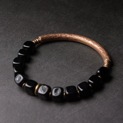 Handgefertigtes Armband aus gehämmertem reinem Kupfer, Vintage-Armband, künstlich, oxidiert, Street-Rock-Stil, Metall, Unisex-Schmuck für Männer und Frauen