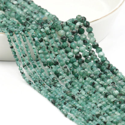 Natürlicher blauer Sandstond 2/3/4 mm facettierte lose Mineralperlen für Schmuckherstellung DIY Weihnachtsgeschenk Armbänder 15'' winziger Stein