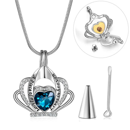 Feuerbestattung Schmuck für Asche Krone Herz Memorial Urne Halskette Andenken Anhänger Kristalle Halskette für Frauen Mädchen Dropshipping