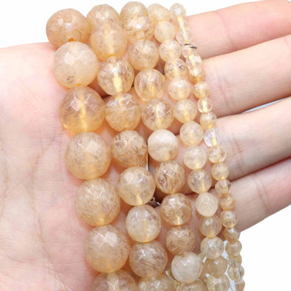 Naturstein Facettierte Gelbe Citrin Quarz Spacer Perlen Für Schmuck Machen DIY Armband Halskette Zubehör 4/6/8/10/12mm