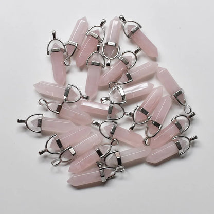 Großhandel 24 teile/los Mode qualität verschiedene naturstein amethyst säule charms chakra Anhänger & halsketten für die herstellung kostenlos