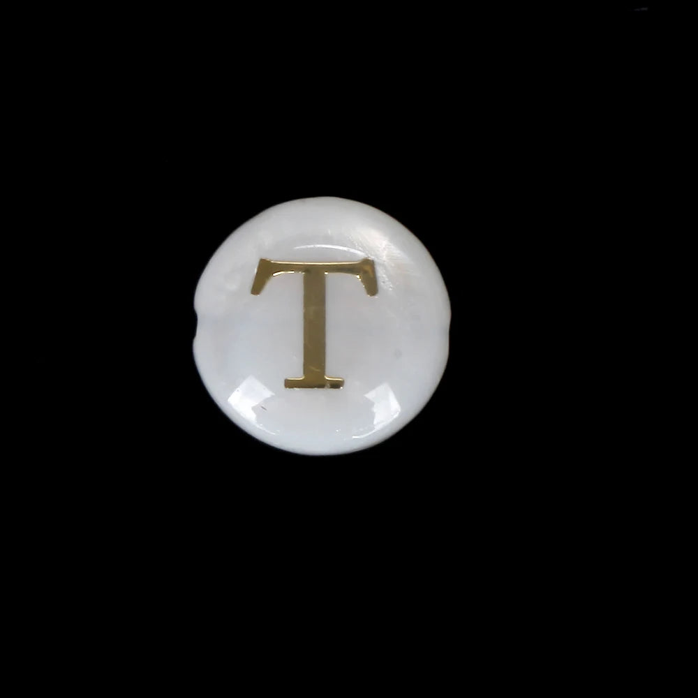 8 mm natürliche 26 Buchstaben weiße Muschel-Alphabet-Abstandsperlen für Schmuckherstellung, DIY handgefertigte Anhänger-Halskette