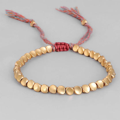 Handgemachte tibetisch-buddhistische Armbänder an der Hand geflochtene Kupferperlen Glücksseil-Armband und Armreifen für Frauen und Männer