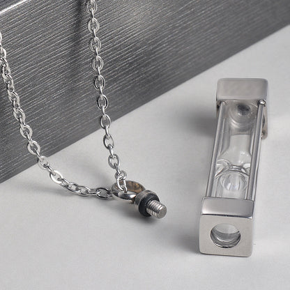 Edelstahl Glasbehälter Zylinder Quadrat Urne Anhänger Gedenk Halskette Asche Halter Andenken Feuerbestattung Schmuck