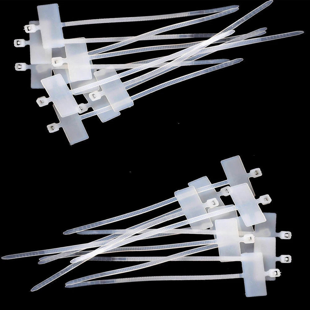 100 Stück Kabelbinder zum Schreiben von Draht, Stromkabel, Etiketten, Markierungsetiketten, Nylon, selbstsichernde Krawatte, Netzwerkkabel, Markierungskabel, Drahtband, Reißverschluss