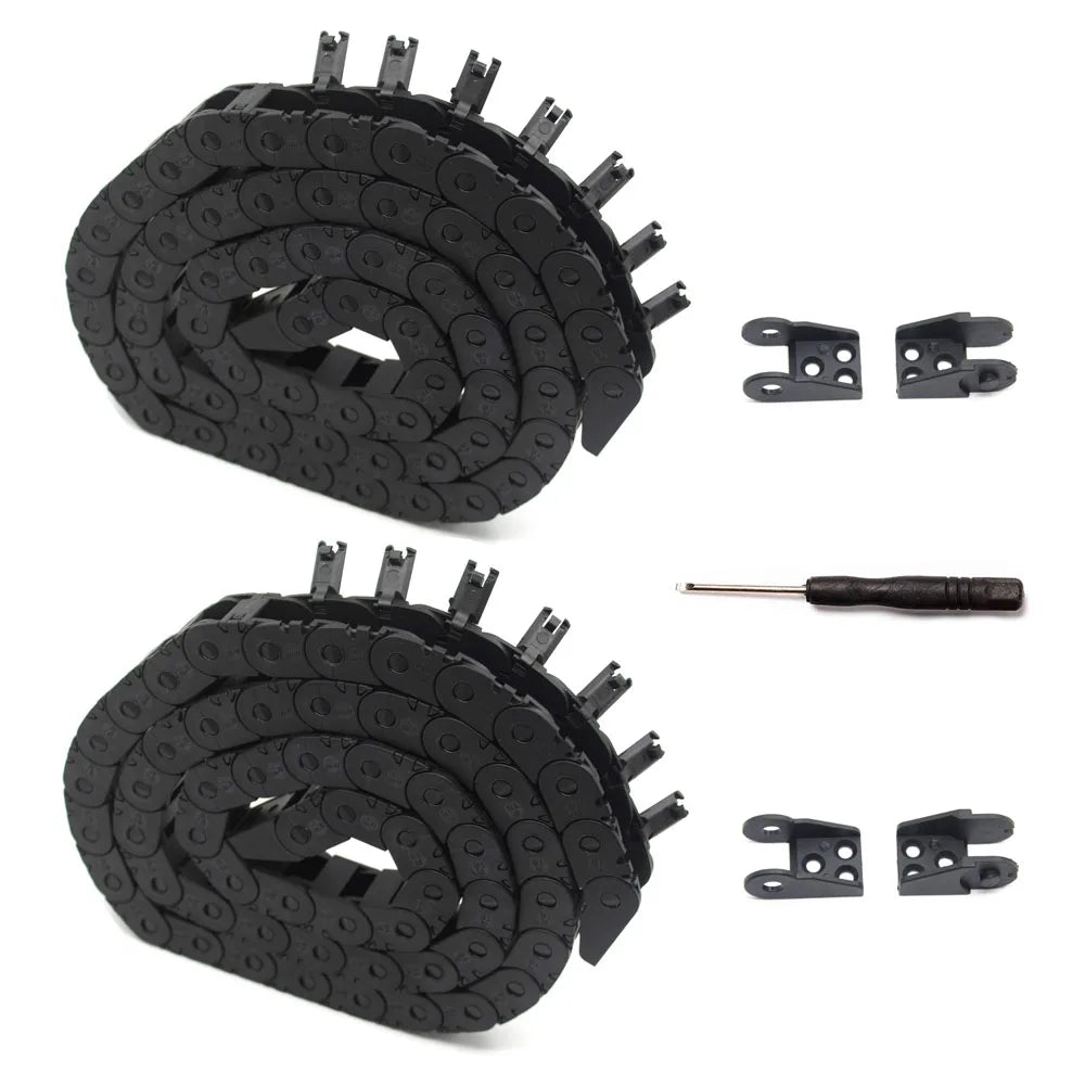 2 Stück 10 x 11 mm Länge, 1 Meter, schwarzer Kunststoff, offener Kabel, Drahtträger, Schleppkette, Schleppleine R18, für 3D-Drucker und CNC-Maschinen