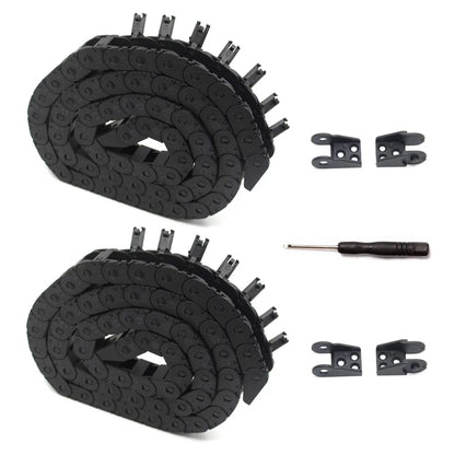2 Stück 10 x 11 mm Länge, 1 Meter, schwarzer Kunststoff, offener Kabel, Drahtträger, Schleppkette, Schleppleine R18, für 3D-Drucker und CNC-Maschinen