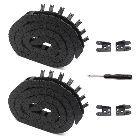 2 Stück 10 x 11 mm Länge, 1 Meter, schwarzer Kunststoff, offener Kabel, Drahtträger, Schleppkette, Schleppleine R18, für 3D-Drucker und CNC-Maschinen