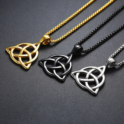 Vnox Wikinger-Halsketten mit keltischem Knoten für Herren, Edelstahl, Dreifachknoten-Anhänger, lässiger Herrenschmuck mit 61 cm Box-Kette