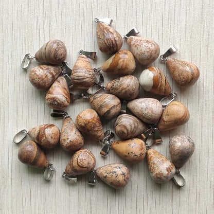 Mode verschiedene gemischte Naturstein Wassertropfen Anhänger Charms DIY Halsketten Schmuck Zubehör machen 50 teile/los Großhandel