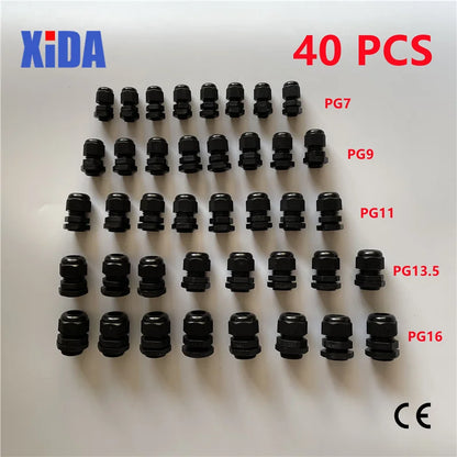 40 Stück je 8 PG7 PG9 PG11 PG13,5 PG16 Gewinde Nylon Kabelverschraubung Kit Drahtverbinder Wasserdichter Kunststoff Kabelverschraubung Reduzierstück