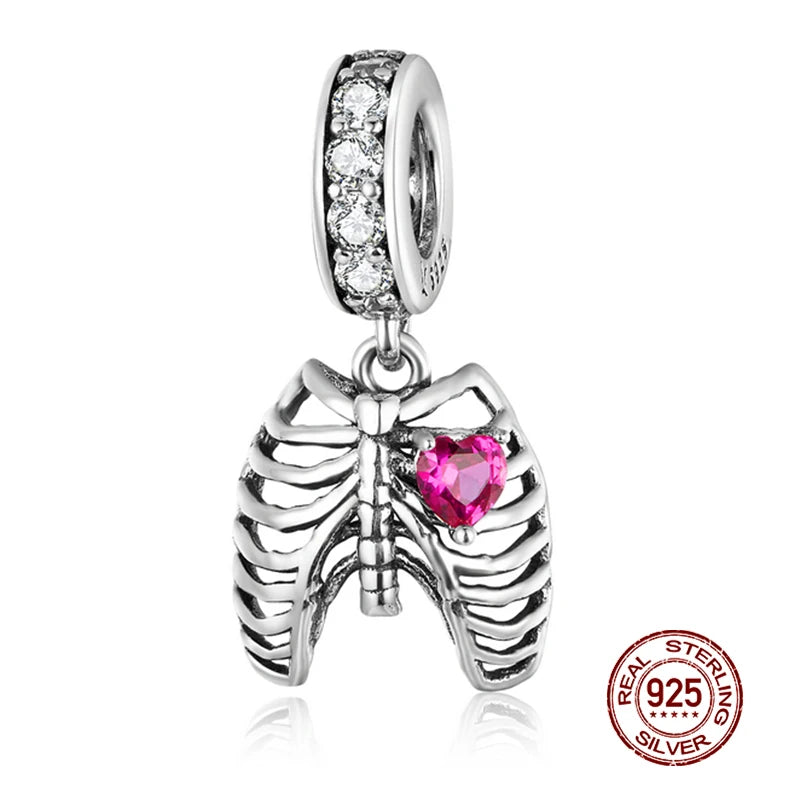 WOSTU 925 Sterling Silber Tier Cat Charm Anhänger Herz Familie Marienkäfer Bee Perlen Fit Original Armband DIY Schmuck Für Frauen