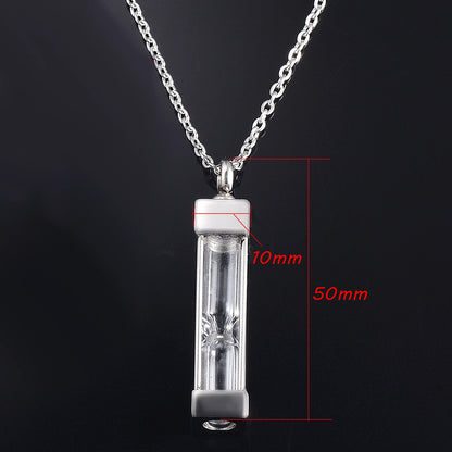 Edelstahl Glasbehälter Zylinder Quadrat Urne Anhänger Gedenk Halskette Asche Halter Andenken Feuerbestattung Schmuck