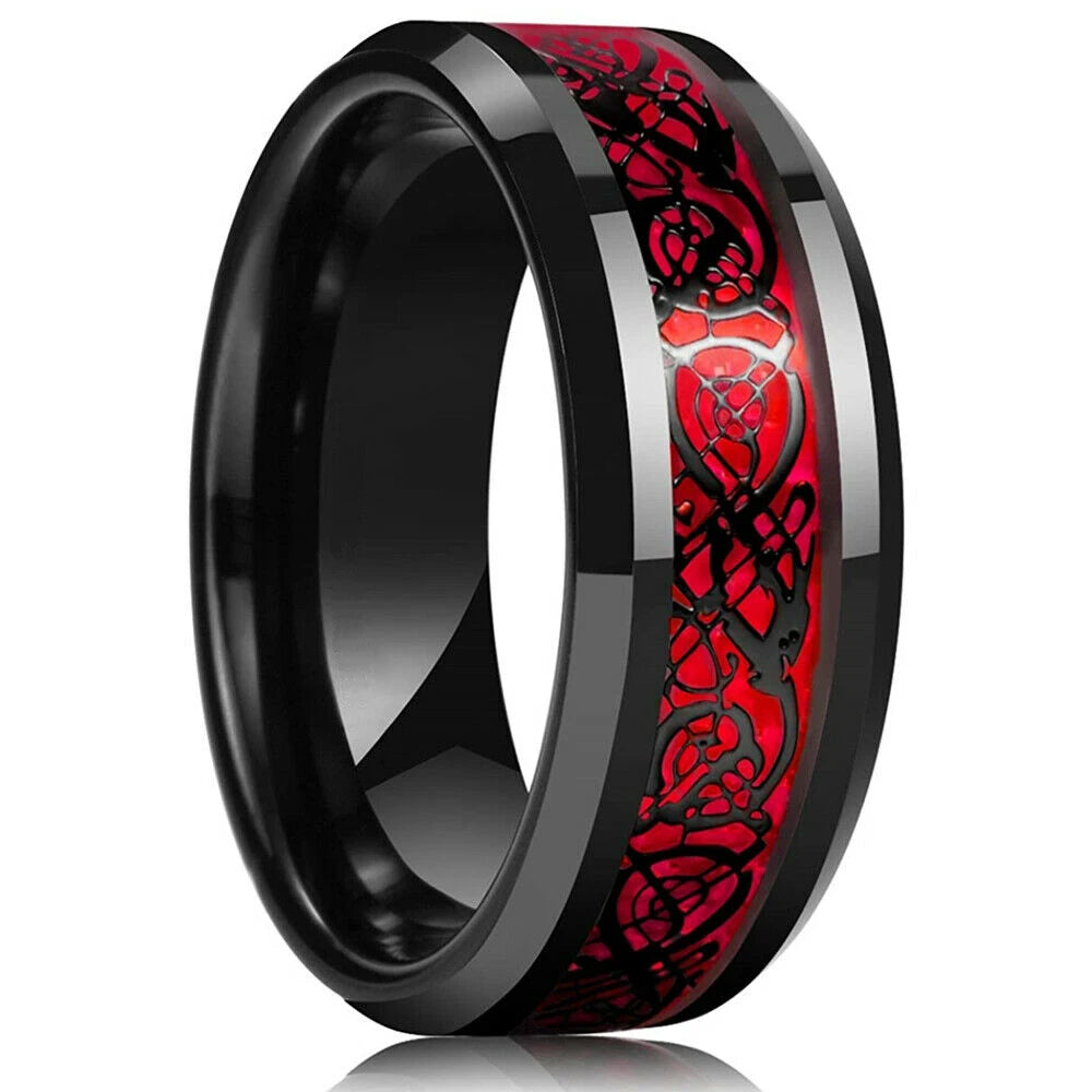 Moderne 8mm Schwarz Titan stahl Ringe für Männer Frauen Nut Facetten Edelstahl Männer Ring Hochzeit Band schmuck Großhandel