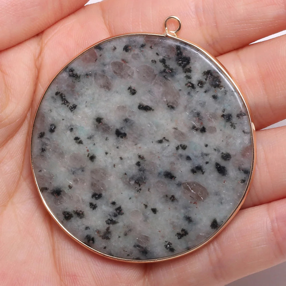 Natürliche Stein Achate Anhänger Disc Form Quarz Kristall Charms Anhänger Für DIY Schmuck Machen Halskette Zubehör Größe 50x55mm