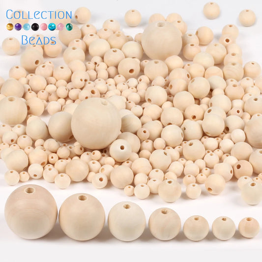 4-50mm 1-1000 Stück natürliche Holzperlen runde Abstandshalter Holzperle bleifreie Kugeln Charms DIY für Schmuckherstellung handgefertigte Accessoires