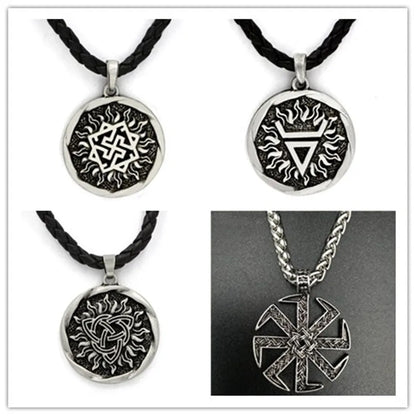 Antique Veles Symbol Weles Choker Sun of God Talisman Pendant Statement Necklace Men's Slavic Amulet Religion Viking Necklaces
