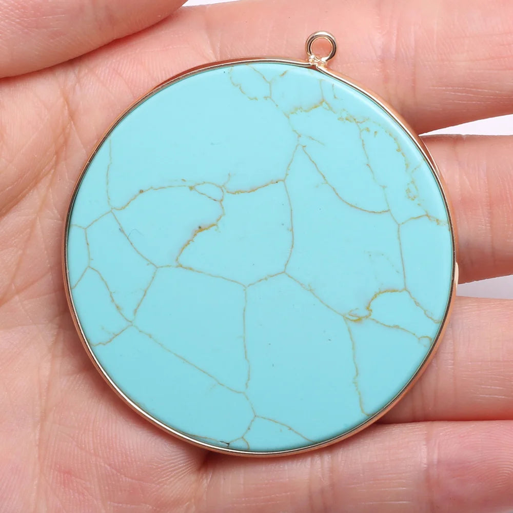Natürliche Stein Achate Anhänger Disc Form Quarz Kristall Charms Anhänger Für DIY Schmuck Machen Halskette Zubehör Größe 50x55mm