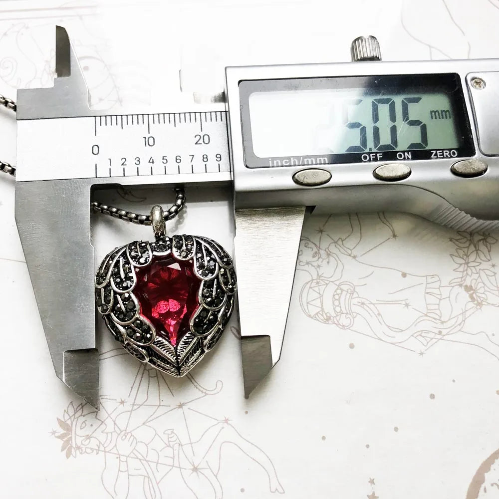 Anhänger Halskette Rot Winged Herz Marke Link Kette Mode Schmuck Europa Stil 925 Stering Silber Geschenk Für Frauen