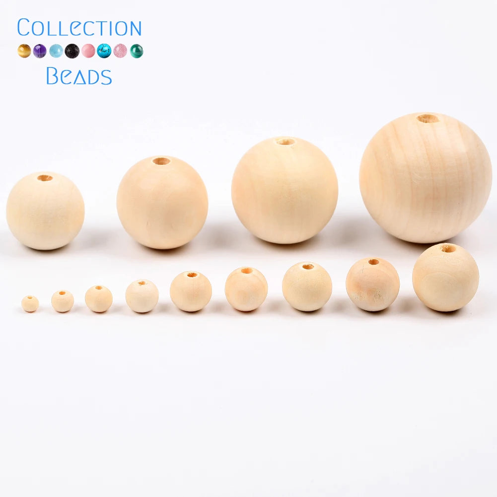 4-50mm 1-1000 Stück natürliche Holzperlen runde Abstandshalter Holzperle bleifreie Kugeln Charms DIY für Schmuckherstellung handgefertigte Accessoires