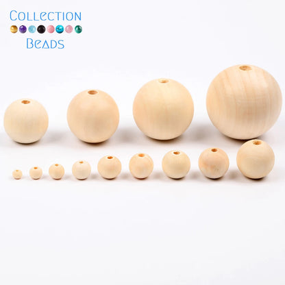 4-50mm 1-1000 Stück natürliche Holzperlen runde Abstandshalter Holzperle bleifreie Kugeln Charms DIY für Schmuckherstellung handgefertigte Accessoires