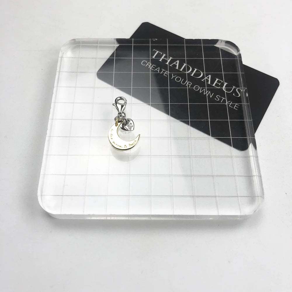 Mond- und Liebes-Herz-Charm-Anhänger für Frauen, romantischer DIY-Schmuck aus 925er Sterlingsilber