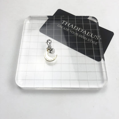 Mond- und Liebes-Herz-Charm-Anhänger für Frauen, romantischer DIY-Schmuck aus 925er Sterlingsilber