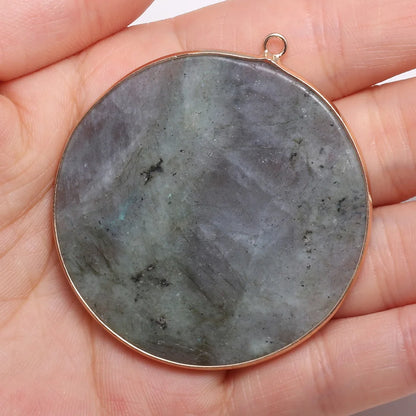 Natürliche Stein Achate Anhänger Disc Form Quarz Kristall Charms Anhänger Für DIY Schmuck Machen Halskette Zubehör Größe 50x55mm