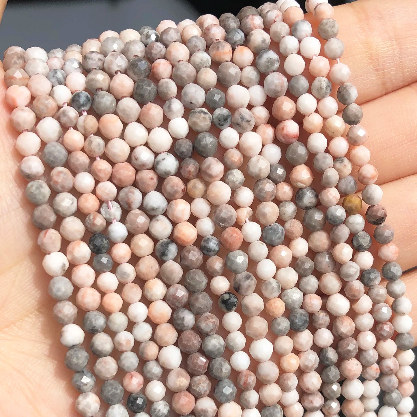 Naturstein Facettierte Rosa Zebra Jaspis Spacer Perlen für Schmuck DIY 3 4mm Kleine Runde Perlen Herstellung Armband Zubehör 15''