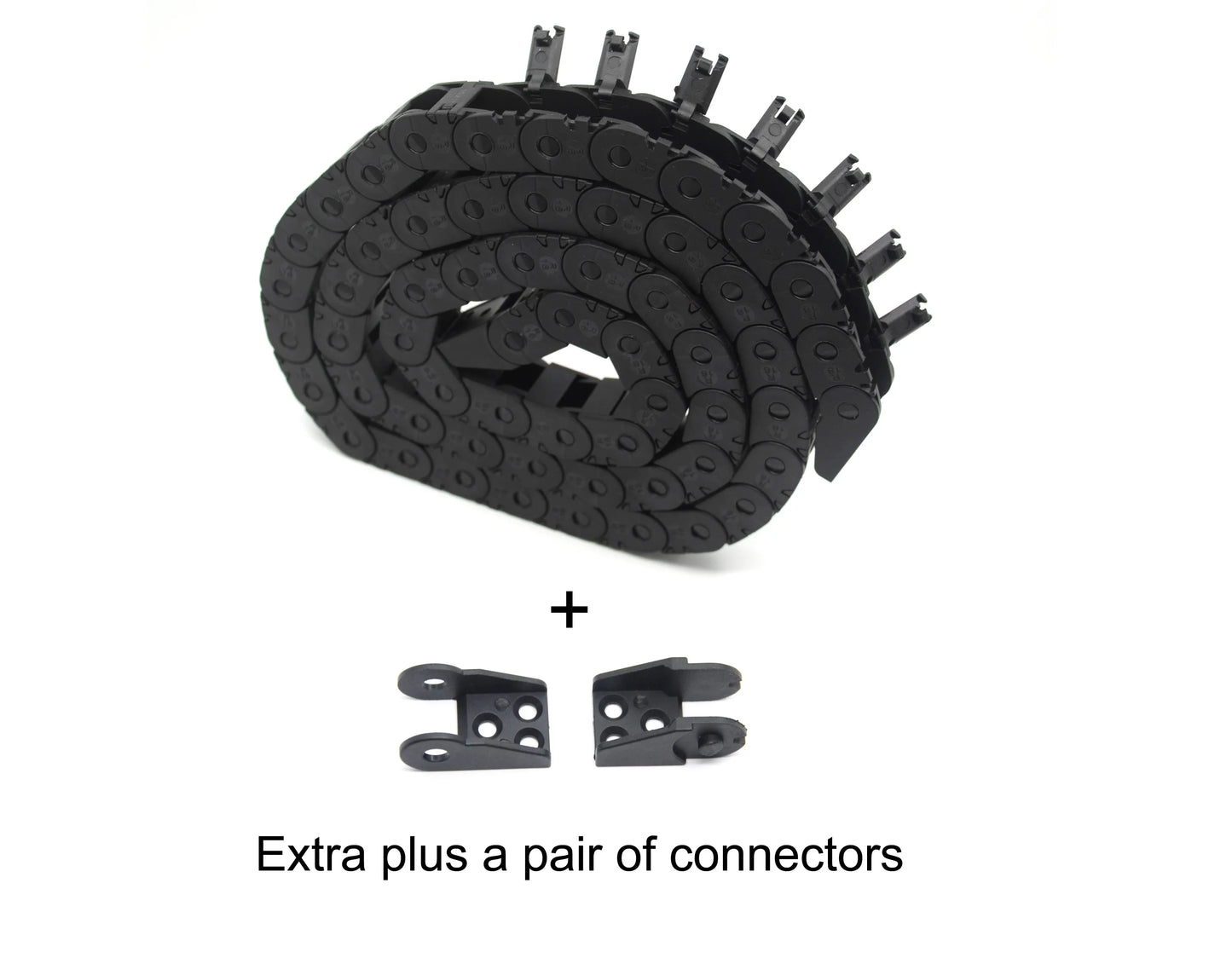 2 Stück 10 x 11 mm Länge, 1 Meter, schwarzer Kunststoff, offener Kabel, Drahtträger, Schleppkette, Schleppleine R18, für 3D-Drucker und CNC-Maschinen