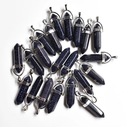 Großhandel 24 teile/los Mode qualität verschiedene naturstein amethyst säule charms chakra Anhänger & halsketten für die herstellung kostenlos