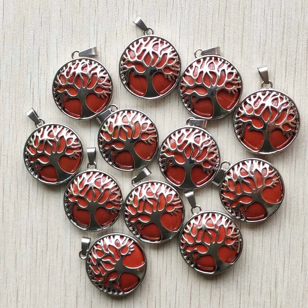 Großhandel 12 teile/los mode naturstein legierung baum des lebens mix Anhänger für halsketten schmuck zubehör machen schnelle versand